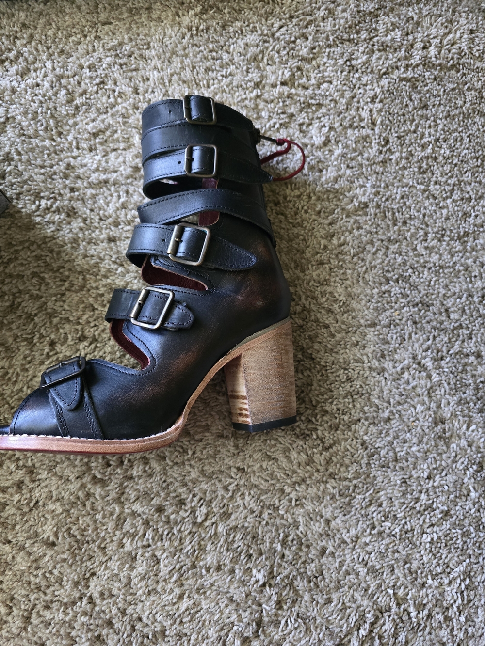 Freebird by Steven Black Multi-Buckle Cutout Block Heel Sandal